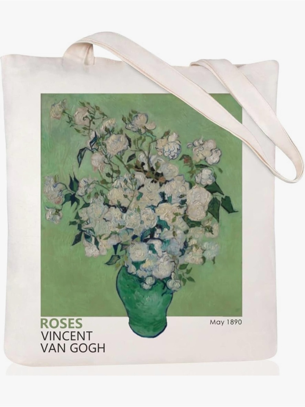 NWT Vincent Van Gogh roses cotton canvas tote bag art painting print the met